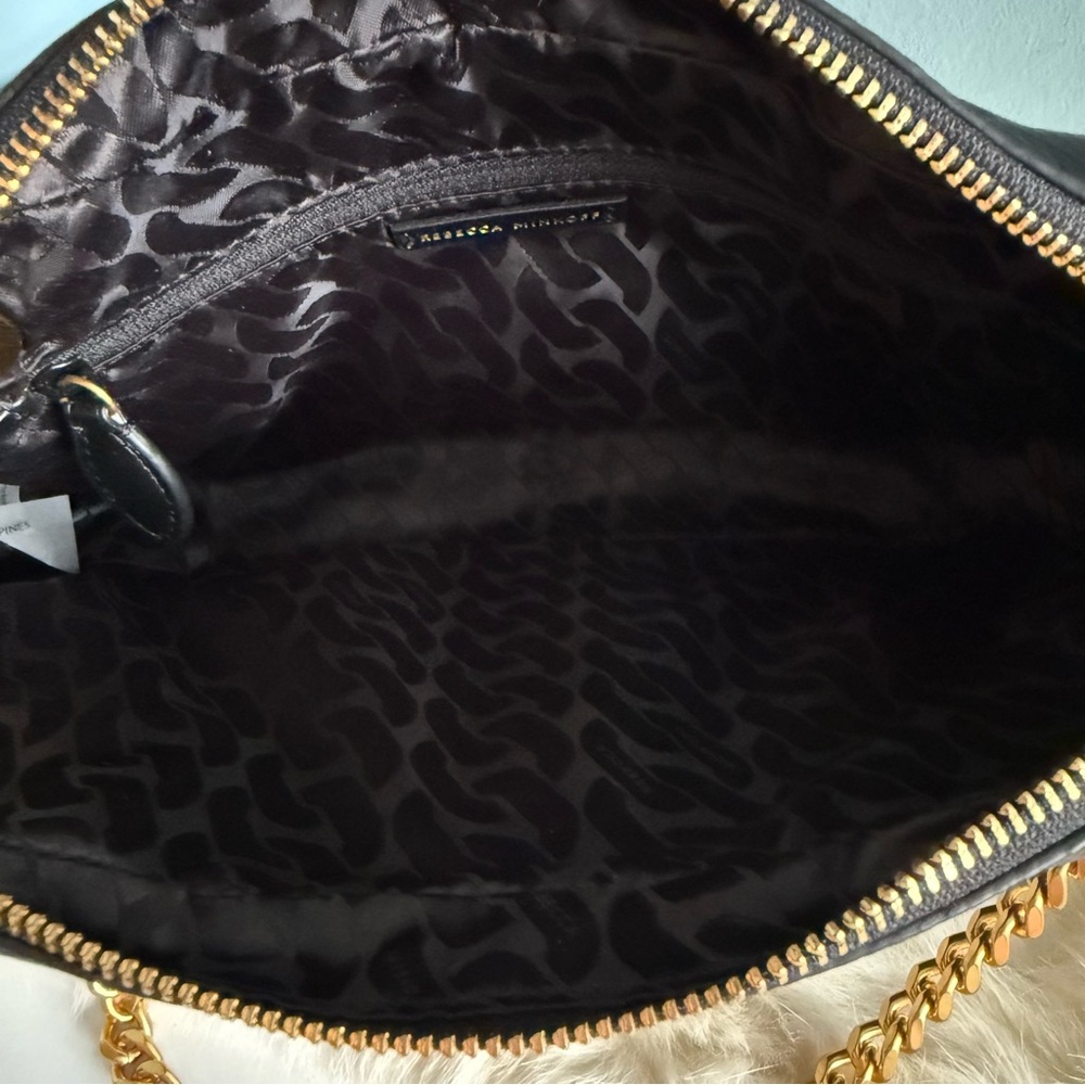 Rebecca Minkoff Edie Antique Brass Zip Leather Shoulder Bag - Picture 8 of 11